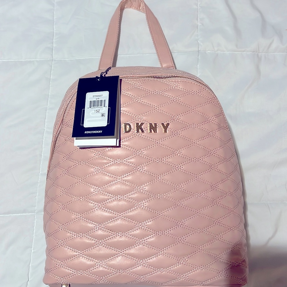 NWT DKNY blush pink quilt trendy backpack